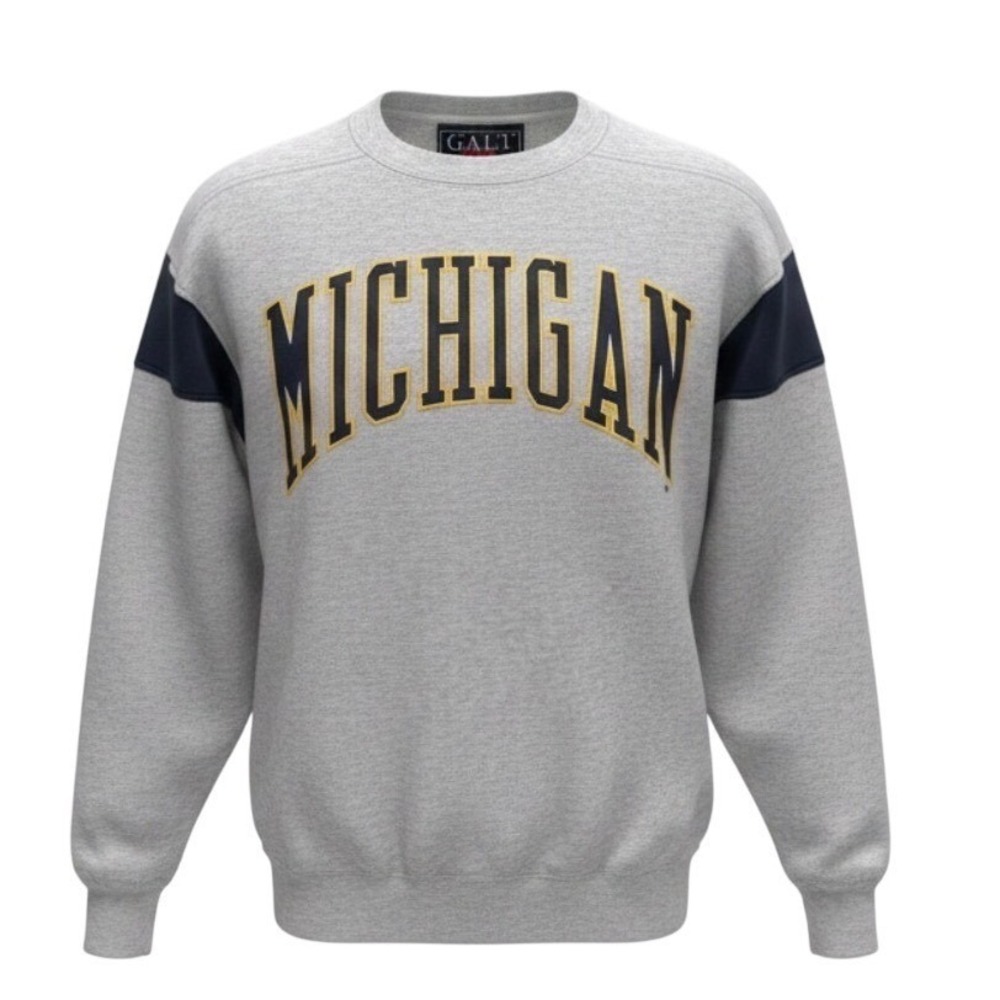 Vintage Galt Sand Michigan Wolverines Sweatshirt Mens Large Gray 90s NCAA Navy